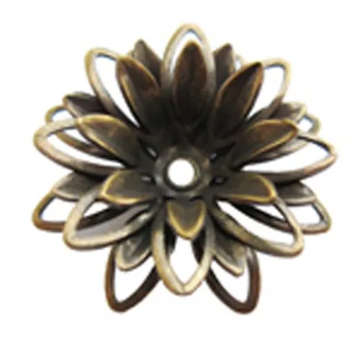 Kabela Lotus Design, Three-Part Filligree Flower, Brass Kabela Lotus Design, Three-Part Filligree Flower, Brass