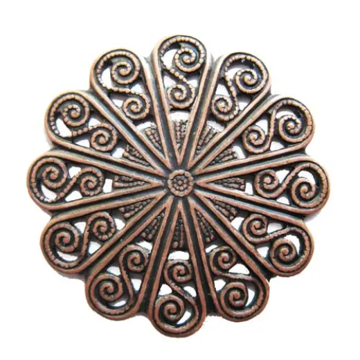 Kabela Circular Filligree Component, Antique Copper Kabela Circular Filligree Component, Antique Copper