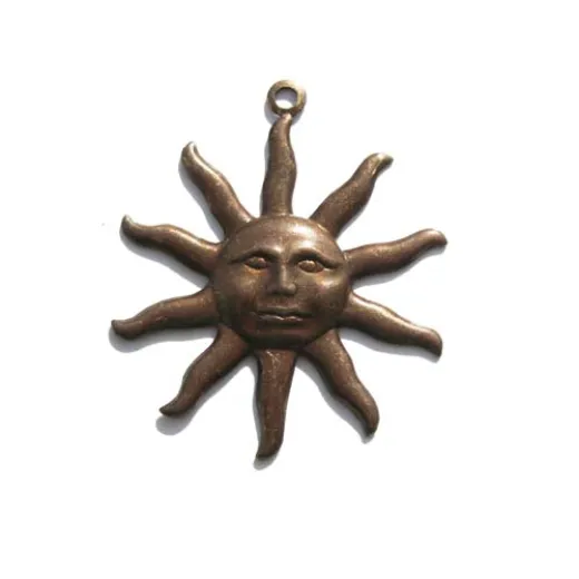 Rustic Sable Brass Sun Face Component Pendant, Kabela Designs, Vintage Style, 30mm x 26mm, 1 piece Rustic Sable Brass Sun Face Component Pendant, Kabela Designs, Vintage Style, 30mm x 26mm, 1 piece