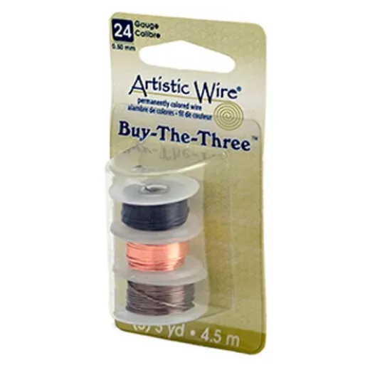 24 Gauge Three Pack of wire, Black, Natural and Gunmetal. 4.5m of each 24 Gauge Three Pack of wire, Black, Natural and Gunmetal. 4.5m of each