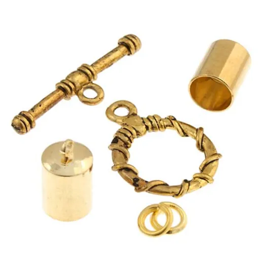 Kumihimo Finding Kit Gold 7mm, Jump Rings, End caps and Toggle Clasp Kumihimo Finding Kit Gold 7mm, Jump Rings, End caps and Toggle Clasp