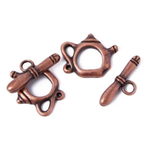 15 x 19mm Kettle Toggle Clasps, Antique Copper, Pack of 2 clasps 15 x 19mm Kettle Toggle Clasps, Antique Copper, Pack of 2 clasps