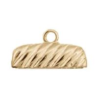 End Cap for 24x3mm Cord Rectangle Gold colour, pack of 2