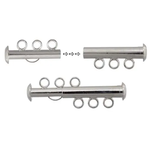 3 Strand Multi Slide Clasp Nickel Colour, 2 Clasps 3 Strand Multi Slide Clasp Nickel Colour, 2 Clasps