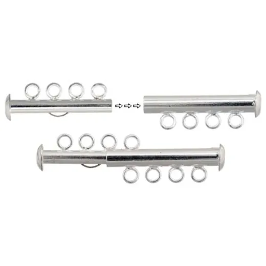 4 Strand Multi Slide Clasp Silver Colour, pack of 4 4 Strand Multi Slide Clasp Silver Colour, pack of 4