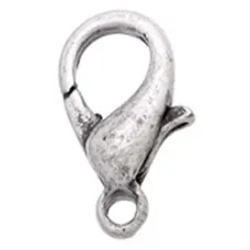 12mm Antique Silver Lobster Clasps, Pack of 10