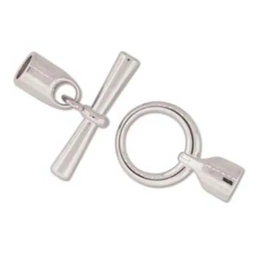 Large Glue-in Toggle Clasp, I.D 6.2mm, Silver Large Glue-in Toggle Clasp, I.D 6.2mm, Silver