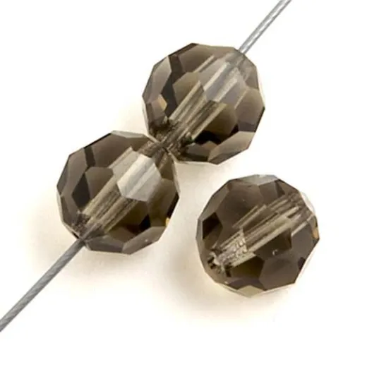 6mm Round Black Diamond Preciosa Crystals on 5" Strand, 21 pieces 6mm Round Black Diamond Preciosa Crystals on 5" Strand, 21 pieces