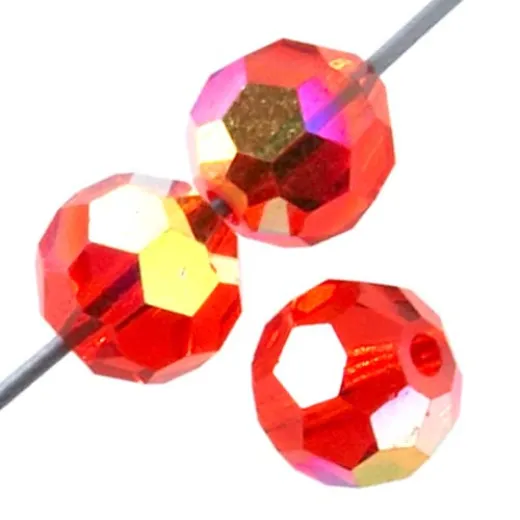 6mm Round Hyacinth AB Preciosa Crystals on 5" Strand, 21 pieces