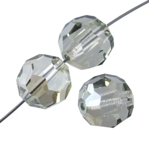 6mm Round Viridian Preciosa Crystals on 5" Strand, 21 pieces