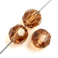 6mm Round Light Colarado Topaz Preciosa Crystals on 5" Strand, 21 pieces