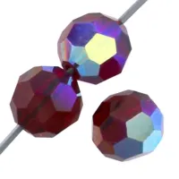 6mm Siam AB Preciosa Round Crystals on 5" Strand, 21 pieces