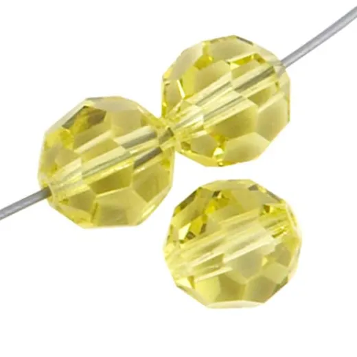 6mm Round Jonquil Preciosa Crystals on 5" Strand, 21 pieces