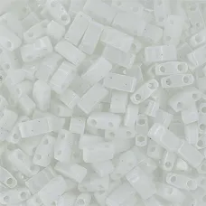 White Opaque Matte Half Tila Beads, colour 0402F,   5.2g approx.
