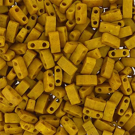 Gold Opaque Matte Half Tila Beads, colour 2312, 5.2gm approx. Gold Opaque Matte Half Tila Beads, colour 2312, 5.2gm approx.