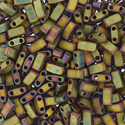 Khaki Opaque Matte Metallic Iris Half Tila Beads, colour 2035, 5.2gm approx. Khaki Opaque Matte Metallic Iris Half Tila Beads, colour 2035, 5.2gm approx.