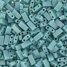 Turquoise Opaque AB Matte Miyuki Half Tila Beads, colour 0412FRV, 5.2g approx.