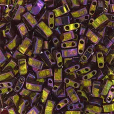 Dark Topaz Transparent AB Gold Luster Half Tila Beads, colour 0301, 5.2gm approx...