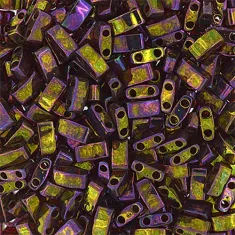 Dark Topaz Transparent AB Gold Luster Half Tila Beads, colour 0301, 50gm Wholesale Pack