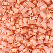 Peach Opaque AB Half Tila Beads, colour 0596, 5.2gm approx.