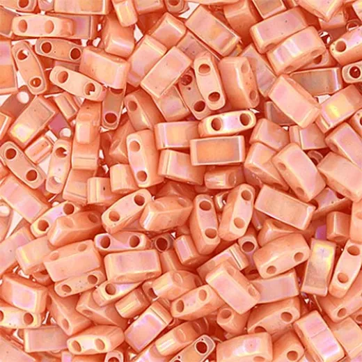 Peach Opaque AB Half Tila Beads, colour 0596, 5.2gm approx. Peach Opaque AB Half Tila Beads, colour 0596, 5.2gm approx.