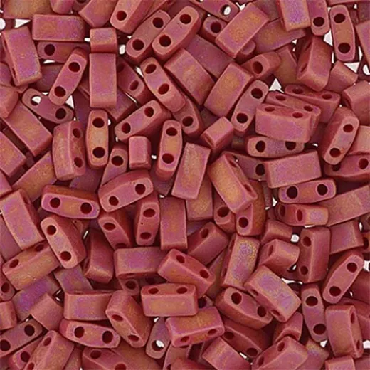 Red Opaque AB Matte Miyuki Half Tila Beads, colour 0408FR, 5.2g approx. Red Opaque AB Matte Miyuki Half Tila Beads, colour 0408FR, 5.2g approx.