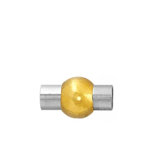 5 x 16.5mm Tube & Ball Magnetic Clasp, Silver & Brass 5 x 16.5mm Tube & Ball Magnetic Clasp, Silver & Brass