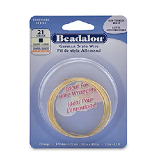 21 Gauge Square German Style Wire, 2.5M, Non Tarnish Brass 21 Gauge Square German Style Wire, 2.5M, Non Tarnish Brass