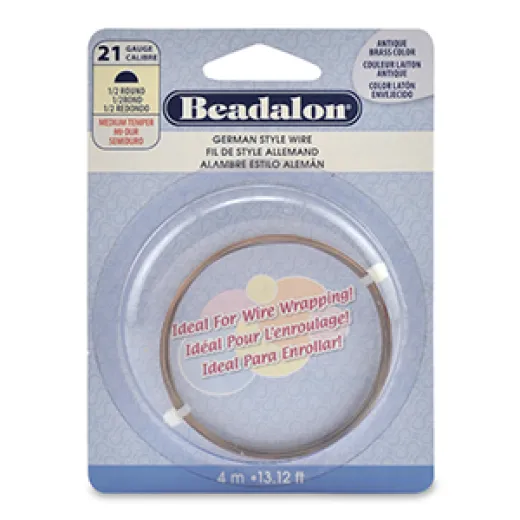 21 Gauge Half Round German Wire, 4M, Antique Brass 21 Gauge Half Round German Wire, 4M, Antique Brass