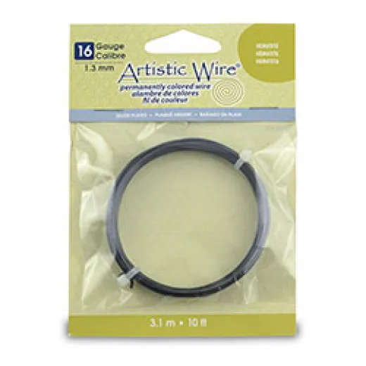 Hematite Colour, 10ft (3m) 16ga 1.3mm Silver Plated Artistic Wire Hematite Colour, 10ft (3m) 16ga 1.3mm Silver Plated Artistic Wire