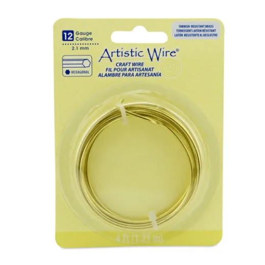 Tarnish Resistant Brass, 4 ft (1.23) 12ga Hexagonal Copper Wire Tarnish Resistant Brass, 4 ft (1.23) 12ga Hexagonal Copper Wire