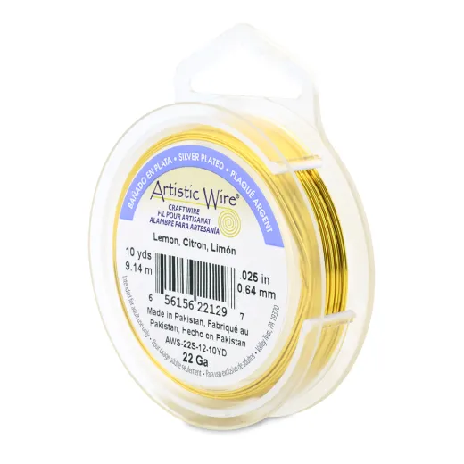 Lemon Beadalon 22ga Artistic Wire, 10YD. AWS-22S-12-10YD