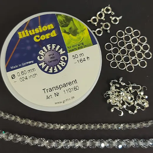 Make Your Own Illusion Necklace Bundle With Czech Round Crystals - Crystal Make Your Own Illusion Necklace Bundle With Czech Round Crystals - Crystal