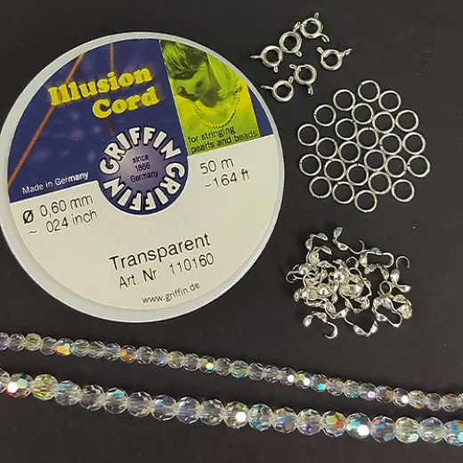 Make Your Own Illusion Necklace Bundle With Czech Round Crystals - Crystal AB Make Your Own Illusion Necklace Bundle With Czech Round Crystals - Crystal AB