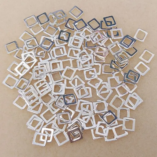 5.6mm Square Solid Rings, Silver Plated, Pack of 24 5.6mm Square Solid Rings, Silver Plated, Pack of 24