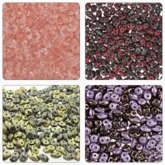 Ten different packs of Superduo beads - 100g in all