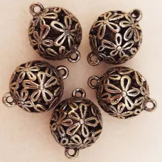 One Off Wonders - Heavy Weight Hollow Flower Bead Connectors with 2 Loops, Antiq...