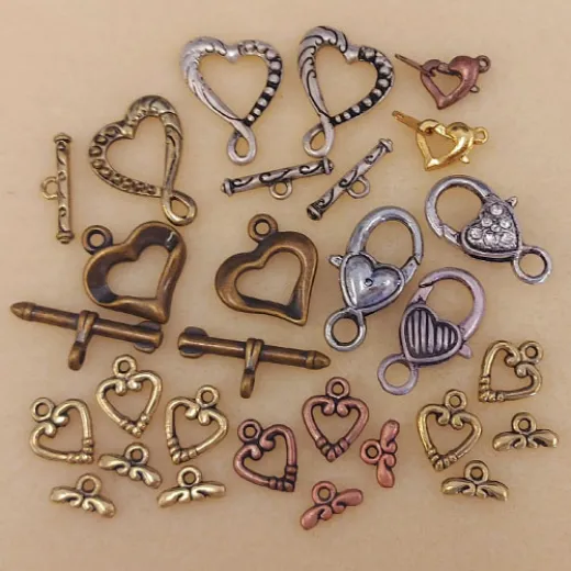 One Off Wonder Bundle of Mixed Style Heart Clasps in Various Colours, 17 in total