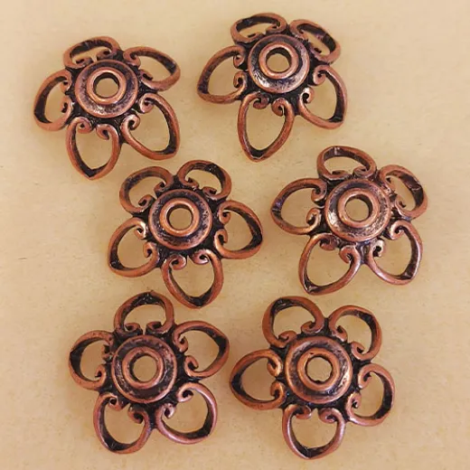 Antique Copper Large Flower Bead Frames, 27mm, Pack of 6 Antique Copper Large Flower Bead Frames, 27mm, Pack of 6