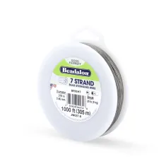 Bright, 0.018 inch, 1,000ft  Bulk Reel of 7 Strand Beadalon Beading Wire, JW03T-8