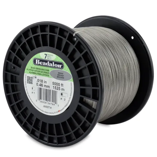 Bright, 0.018 inch, 5,000ft Bulk Reel of 7 Strand Beadalon Beading Wire, JW03T-9 Bright, 0.018 inch, 5,000ft Bulk Reel of 7 Strand Beadalon Beading Wire, JW03T-9
