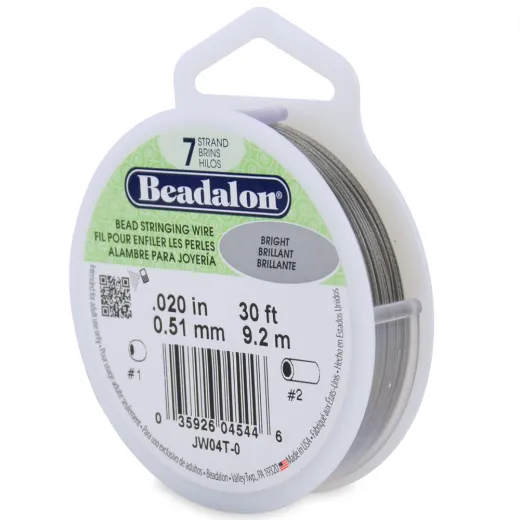 Bright 7 Strand Beadalon Beading Wire, 0.020, 30ft Reel, JW04T-0 Bright 7 Strand Beadalon Beading Wire, 0.020, 30ft Reel, JW04T-0