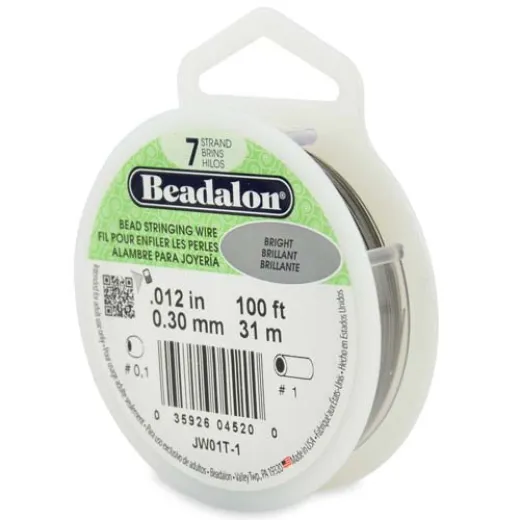 Bright, 0.012 inch 100ft Reel Beadalon 7 Strand Beading Wire, JW01T-1 Bright, 0.012 inch 100ft Reel Beadalon 7 Strand Beading Wire, JW01T-1