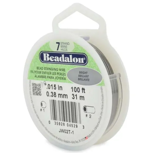 Bright, 0.015 inch, 100ft Reel Beadalon 7 Strand Beading Wire, JW02T-1 Bright, 0.015 inch, 100ft Reel Beadalon 7 Strand Beading Wire, JW02T-1