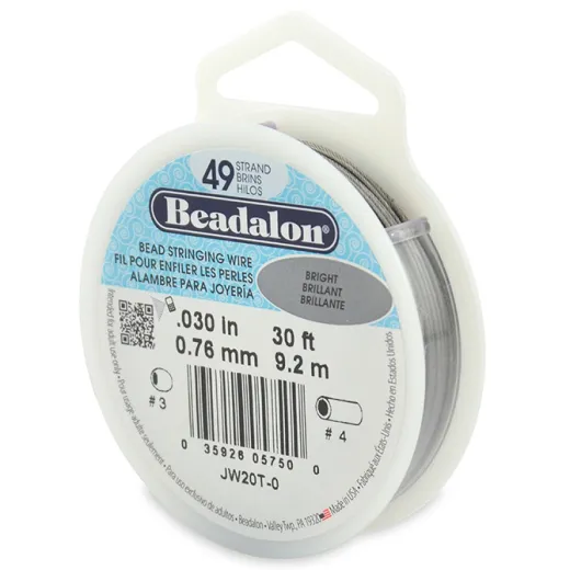 Beadalon JW20T-0 49 Strand Beading Wire, Bright, 0.030 inch, 30ft Reel Beadalon JW20T-0 49 Strand Beading Wire, Bright, 0.030 inch, 30ft Reel