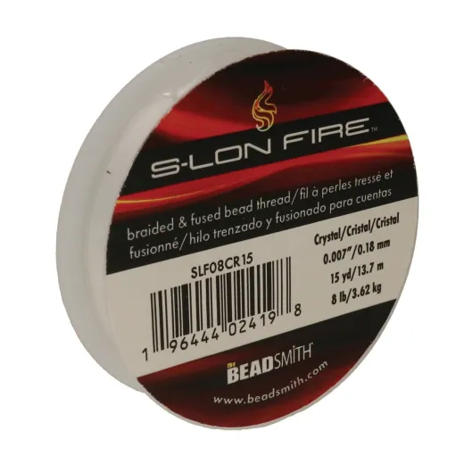 S-Lon Fire Braided and Fused Beading Thread, Crystal, 8lb, 15yds S-Lon Fire Braided and Fused Beading Thread, Crystal, 8lb, 15yds