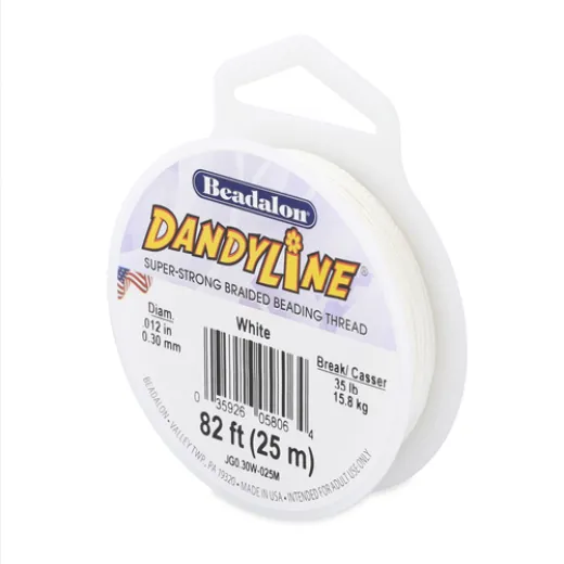 Dandyline 0.30mm Diameter Thread in White, 25M Dandyline 0.30mm Diameter Thread in White, 25M