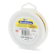 Beadalon JW09NG-8 19 Strand Wire, Satin Gold, 0.012", 1,000ft Reel