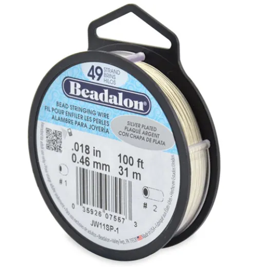 Beadalon JW11SP-1 49 Strand Wire, Silver Plated, 0.18, 100ft Reel Beadalon JW11SP-1 49 Strand Wire, Silver Plated, 0.18, 100ft Reel
