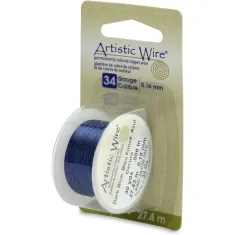Dark Blue plated 34 gauge copper wire, 27.43m reel